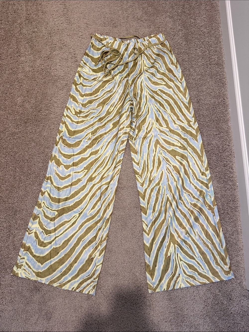 Women’s  Olive Zebra-Print Wide Leg Pants